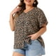 thumbnail image 4 of Blusas de mujer de tallas grandes Agnes Orinda, camisas de botones con flores, tops de cuello en V, blusa casual de manga con volantes 3X negra, 4 of 6
