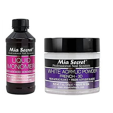Mia Secret Liquid Monomer 4 oz and White Powder 0.5 oz