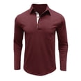 thumbnail image 4 of UVEASISHA Mens Workout Golf Shirts Cotton Casual Long Sleeve Polos Shirts Button Up Collared T-Shirt Comfy Casual Business Work Shirts with Pocket Back to College Sale,Wine,2XL, 4 of 8