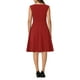 thumbnail image 3 of Vestidos sin mangas elegantes para mujer Inspire Chic, vestido de oficina de corte A con cuello redondo, M rojo, 3 of 4