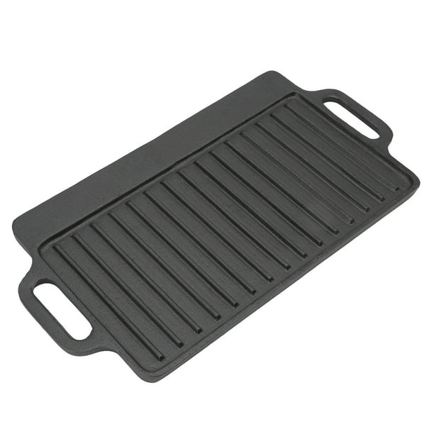 YUMILI Cast Iron Griddle Plate for Gas Hob and BBQ Grill Griddle Household Cast Iron Teppanyaki Plate Thickened Rectangular Double Sided Barbecue