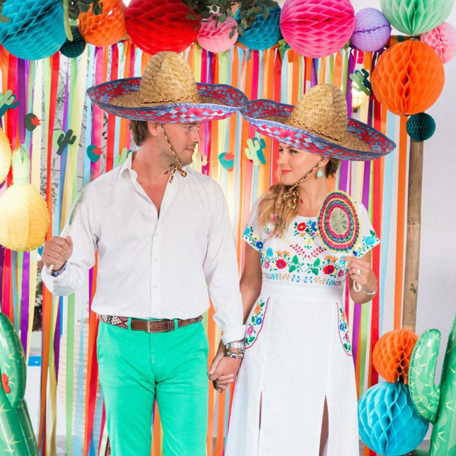 2Pcs Mexican Sombrero Straw Hat for Cinco De Mayo Mexican Hat Mexican Theme Party Decorations - image 4 of 11