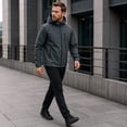 thumbnail image 2 of Youthup Men's Packable Hooded Long Coat - 3D Tailored Loose Fit Outdoor Commuter Jacket with Multiple Pockets, 2 of 13