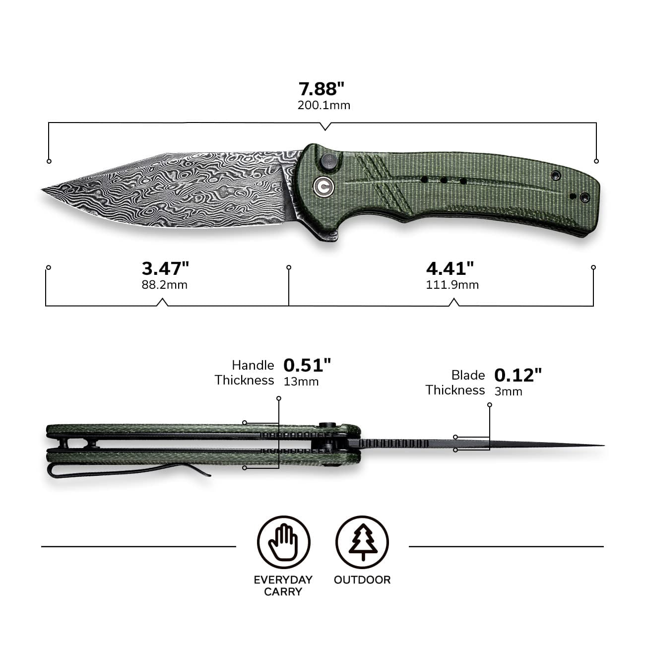 CIVIVI Pocket Knife Folding Knife Cogent C20038D-DS1
