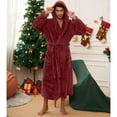 thumbnail image 5 of VULCANODON Mens Robe Big and Tall with Hood,Full Length Plush Robe for Men Long Fleece Bathrobe（Burgundy, Small-Medium）, 5 of 6