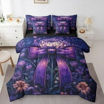 Feelyou Retro Princess Ribbon Bedding Comforter Set 7 Pieces for Female, Farmhouse Groovy Floral Full Bedding Set, Countryside Reversible Fitted Sheet Flat Sheet, Ultra Soft Home Decor