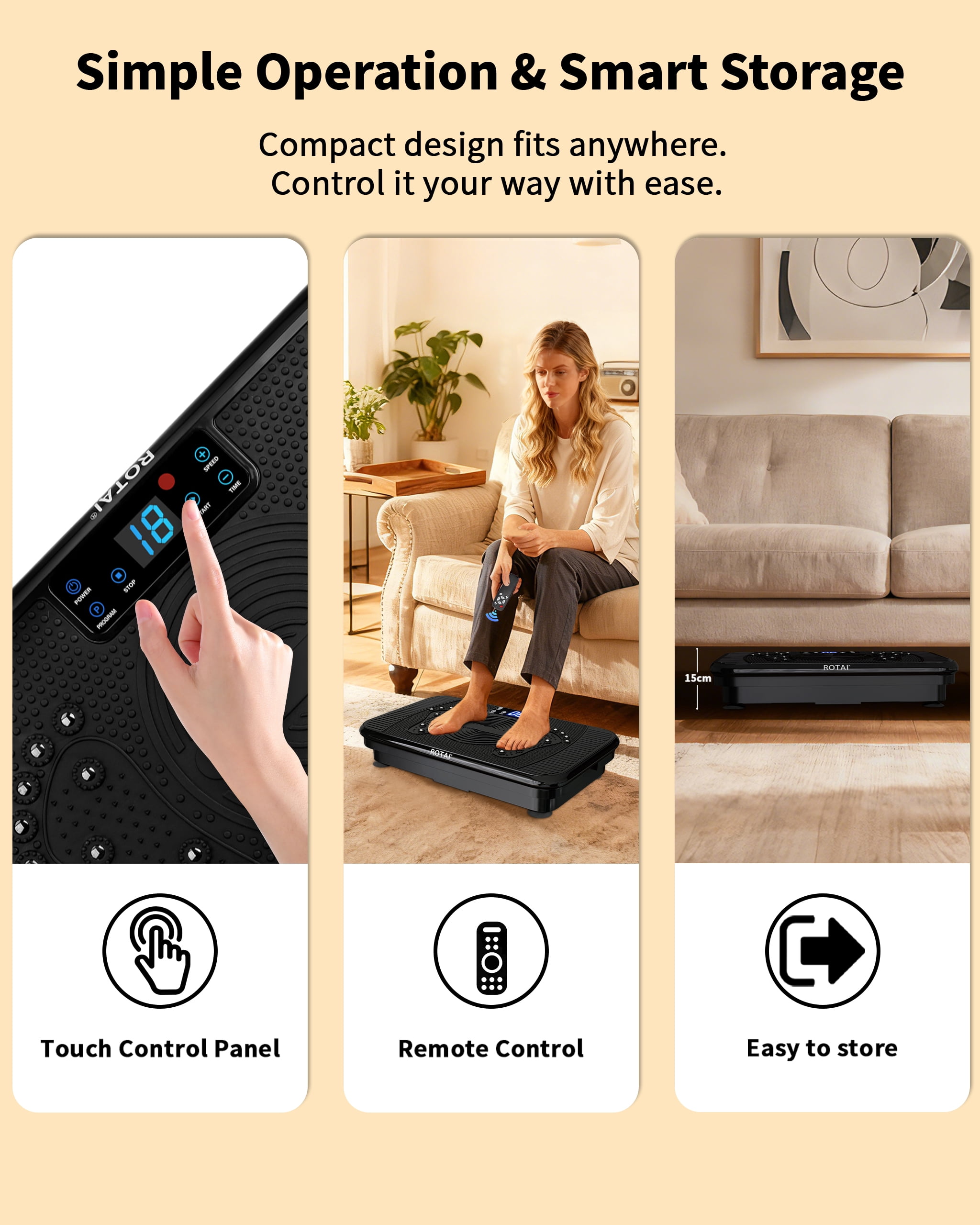 Vibration Plate Exercise Machine for Lymphatic Drainage Massager & Weight Loss,400 lbs Capacity Whole Body Vibrating Shake Plate Workout ，Helps Burn Fat , with Resistance Bands & Remote ，Black