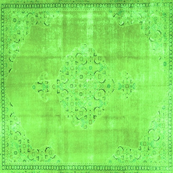 Ahgly Company Indoor Square Persian Green Traditional Area Rugs, 8' Square