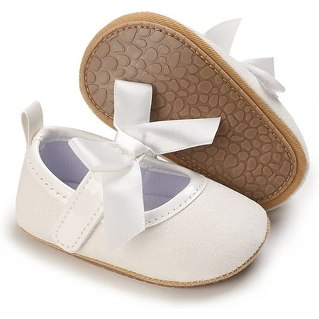 Baby Girl Mary Jane Flats Shoes Non Slip Soft Sole Infant Toddler First Walker Wedding Princess Dress Crib Shoes