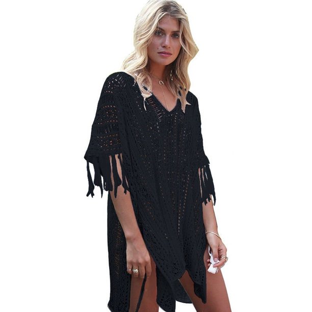 Traje de baño de punto con protección solar para mujer, estilo europeo y americano, para vacaciones en la playa, bikini