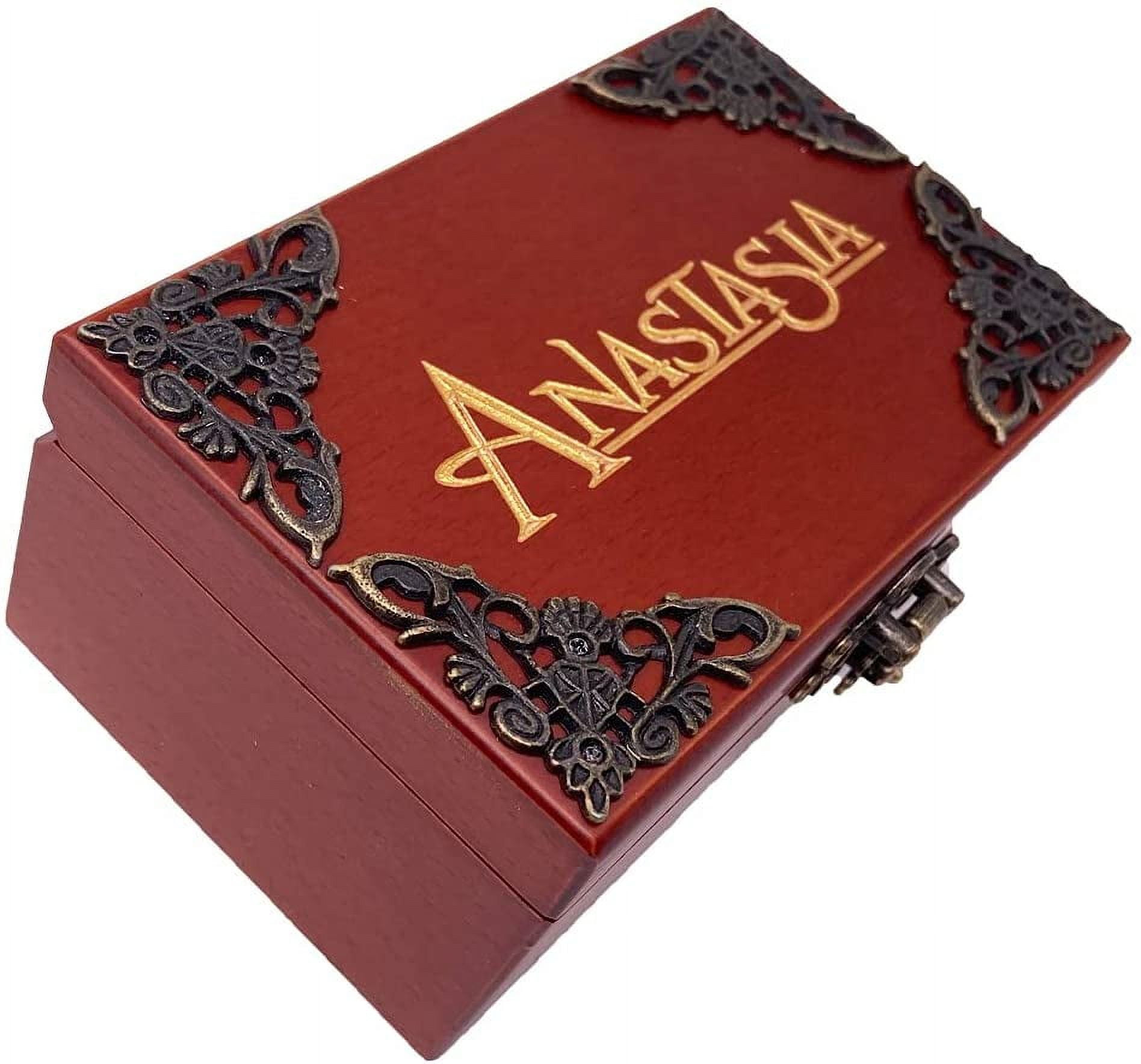 Anastasia Jewelry Music Box with Mirror & Retro Lock Carved Wood