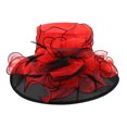 thumbnail image 1 of Sombrero elegante de cabeza de dos tonos, sombrero de organza de ala de dos tonos - Negro / Rojo ChicHeadwear Sombrero para el sol, 1 of 1