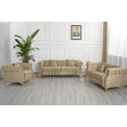 thumbnail image 2 of Hybition 3-Pieces Living Room Set Modern Velvet Sofa Set & Golden rivets-Beige, 2 of 7