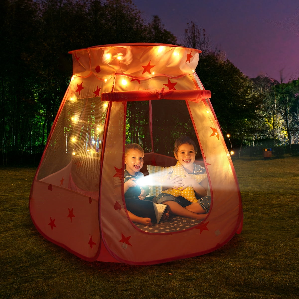 BEAURE Baby Girl Play Tent Pink Princess Playhouse with String Lights Ball Pit Toys for Toddlers Kids Ages 3-6