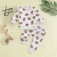 thumbnail image 2 of Gubotare Toddler Baby Boy Girl Football Outfit Rugby Sweatshirt Top Jogger Pants Set 2 Pcs Infant Fall Winter Clothes (Grey, 12-18 Months), 2 of 5