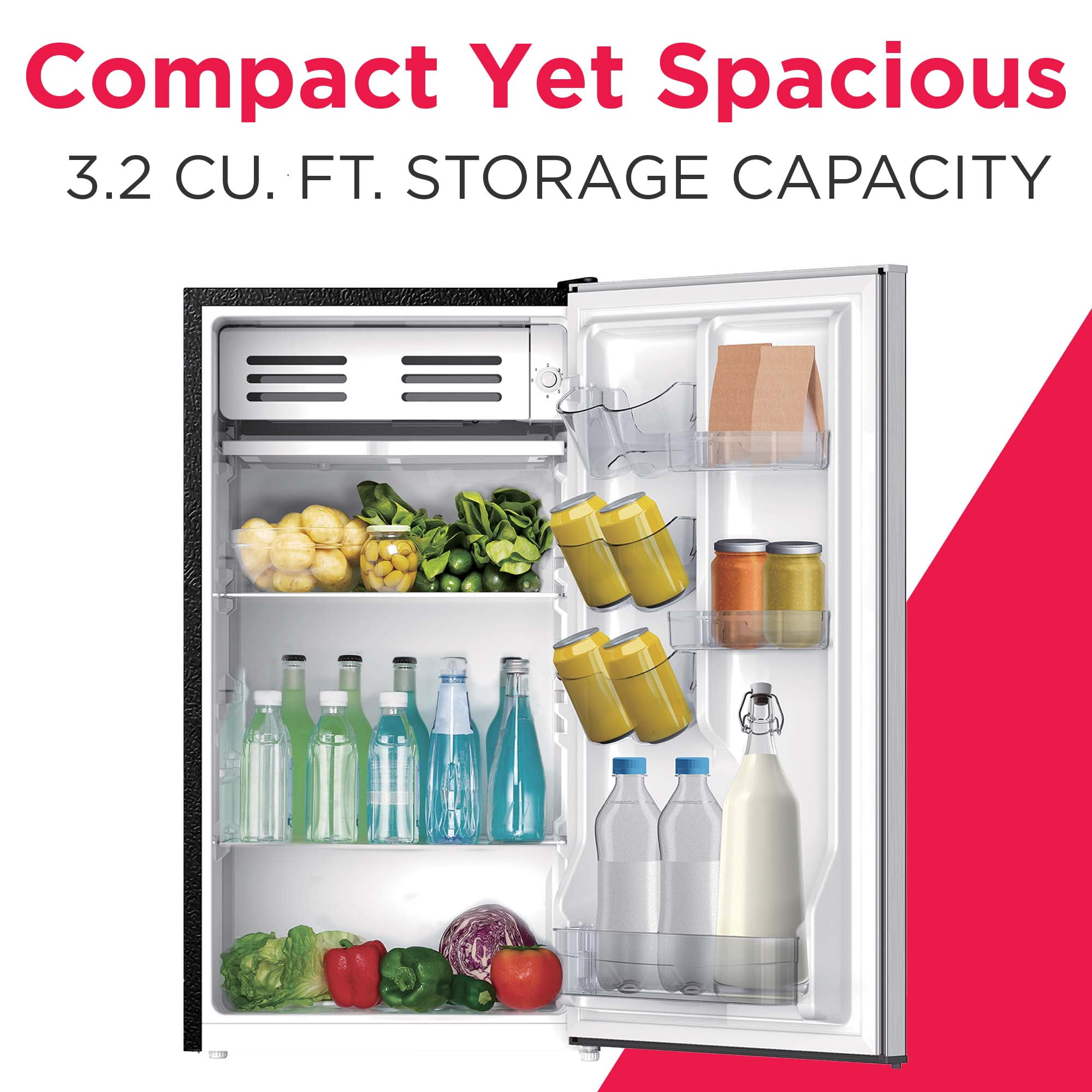 Frigidaire 3.2 Cu. ft. Mini Fridge, Compact Refrigerator with Chiller Compartment, Platinum