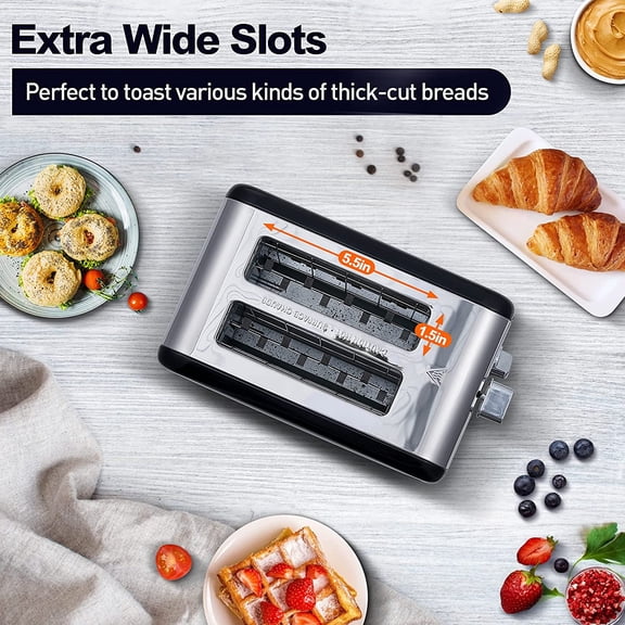 Stainless Steel 2 Slice Toaster with LED Display