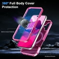 thumbnail image 5 of Designed for iPhone 16 Case with Magsafe Stand, Built-in Screen Protector Drop Protection Shockproof Lightweight Slim Translucent 2 In 1 Case Cover for iPhone 16, Rose, 5 of 6