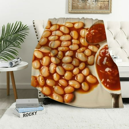 Chilfamy Beans Sauce Spoon Flannel Throw Blanket All Seasons Cottagecore Decor Sofa Wall Cover Yoga Picnic Gift 40x50in