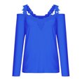 thumbnail image 6 of hotojiny Cold Shoulder Tops for women Casual Long Sleeve V Neck Shirt Trendy Strapless Lace Patchwork Blouse Going Out, 6 of 6