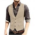 thumbnail image 1 of Hauts Sans Manches pour Hommes Veste Décontractée à Col en V Unie, 1 of 7