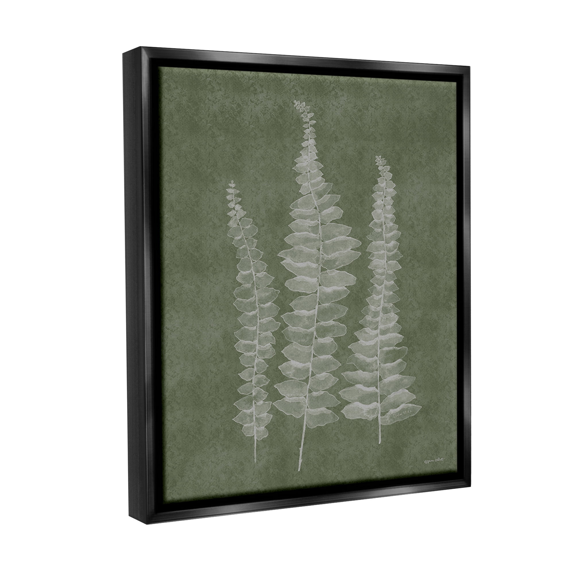 Stupell Industries Green Rustic Botanicals Botanical & Floral Painting Black Floater Framed Canvas Art Print Wall Art, 17 x 21