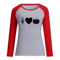 thumbnail image 4 of Camiseta suelta estampada a la moda para mujer, blusa de manga larga, cuello redondo, camisetas informales Pompotops  FGAJ8201, 4 of 5