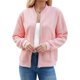 thumbnail image 3 of Suéter Tipo Cárdigan con Cremallera para Mujer, Sudadera con Capucha, Chaqueta de Larga, Conjuntos de Cuello Redondo, Abrigo Informal. Rosa XL, 3 of 10