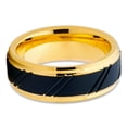 thumbnail image 2 of Yellow Gold Tungsten Ring,Black Tungsten Ring,Engagement Ring,Black Wedding Ring,8mm Tungsten Ring,Anniversary Ring, 2 of 4