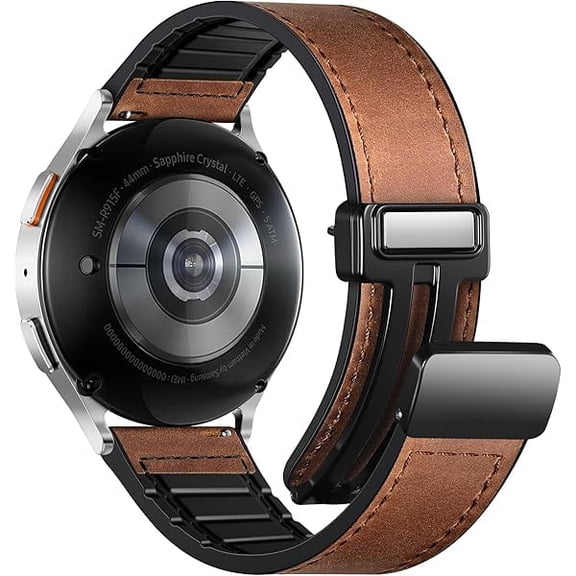 Magnetic Leather Bands Compatible with Samsung Galaxy Watch 7 Band 6 5 4 FE Active 2 40mm 44mm/Watch 6/4 Classic/Watch 5 Pro/3, 20mm Genuine Leather Straps for Samsung Watch Bands Men Women