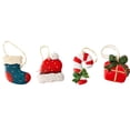 thumbnail image 1 of 4 piezas de colgante pequeño de Navidad, calcetines, bolsa , sombrero Noel, colgante de bricolaje, lindo adorno de resina 3D para el, 1 of 8