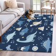 thumbnail image 3 of 4x6 Washable Area Rug, Children's Day Non-Slip Rectangle Rug for Living Room Office, Cartoon Blue Dinosaurs Volcanoes Palm Tree Deep Blue Indoor Accent Floor Mat for Home Decor, 3 of 9