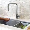 thumbnail image 1 of Stylish One-Handle Brushed Stainless Steel Pull Down Kitchen Faucet Height 14" K-148S, 1 of 14