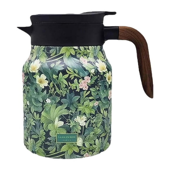 Jarra con aislamiento al vacío, botella de agua caliente para dormitorio, tetera Floral, jarra de agua portátil de moda para fiesta, barbacoa, sala de verde