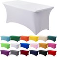 thumbnail image 1 of GFDYREE Spandex Tablecloth 4FT Stretch Table Cover Fitted Rectangular Tables, Universal Stretch Patio Table Cloth for Wedding, Banquet, Party and Event（White, 4FT, 1 of 7