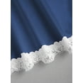 thumbnail image 5 of Dusty Blue Womens Halter Neck Lace Trim Satin A-Line Mini Dress, 5 of 5