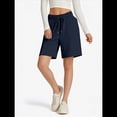 thumbnail image 4 of Pantalones Cortos Holgados con Bolsillos para Mujer, Hasta la Rodilla, para Yoga, Caminar, Hacer Ejercicio, Informales Azul Marino M, 4 of 7