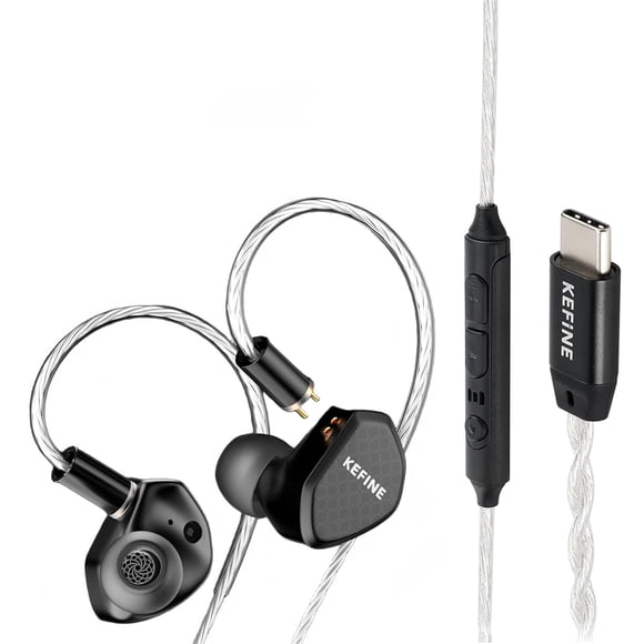 Kefine Klean in Ear Monitor,10mm DLC Diaphragm Dynamic Driver HiFi Earphones,Wired Gaming Earbuds,Replaceable Nozzles,Detachable Silver-Plated Cable for Audiophile