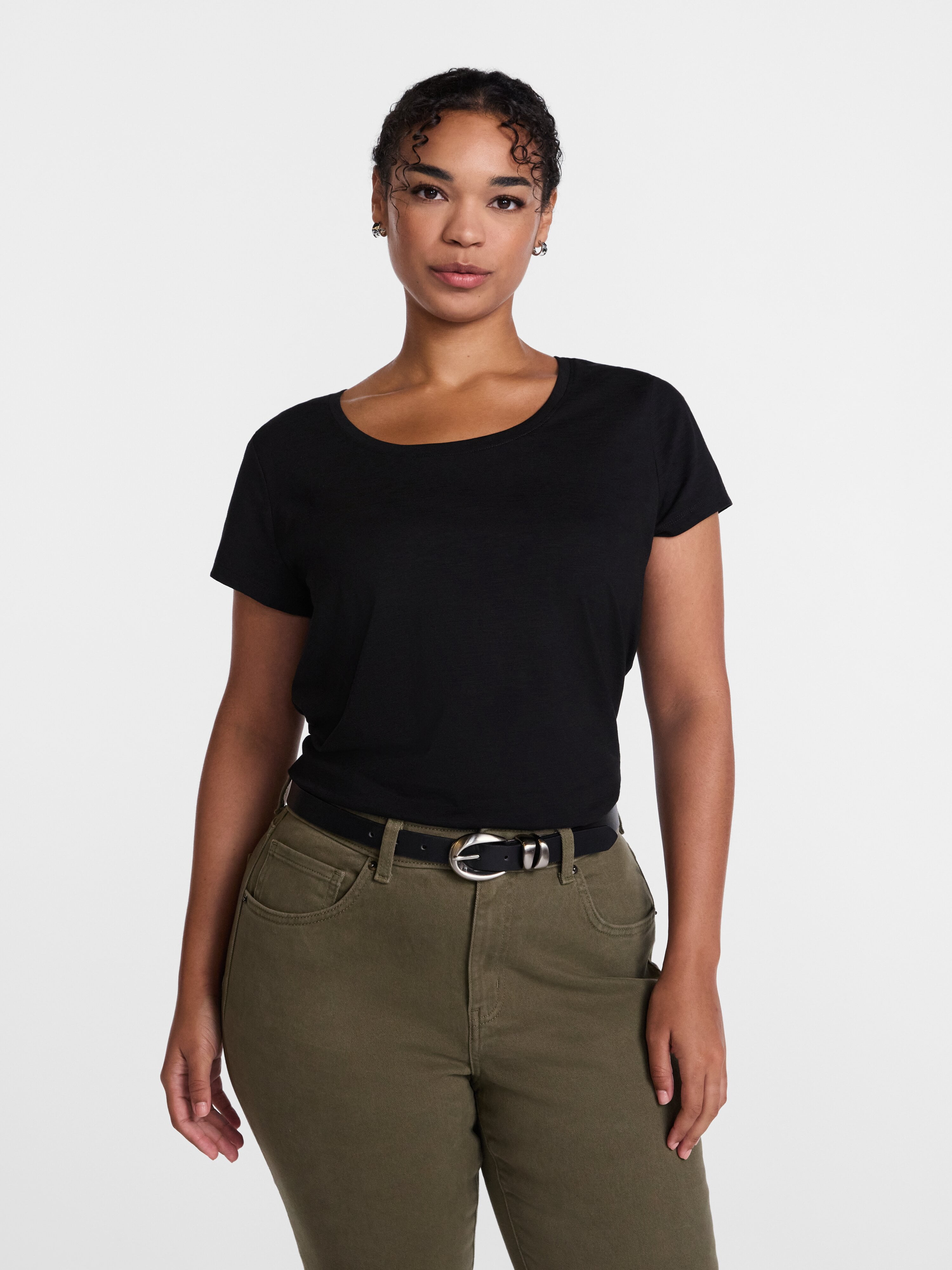 Scenario Women's Scoop Neck Tee with Cap Sleeves, Sizes XS-XXXL