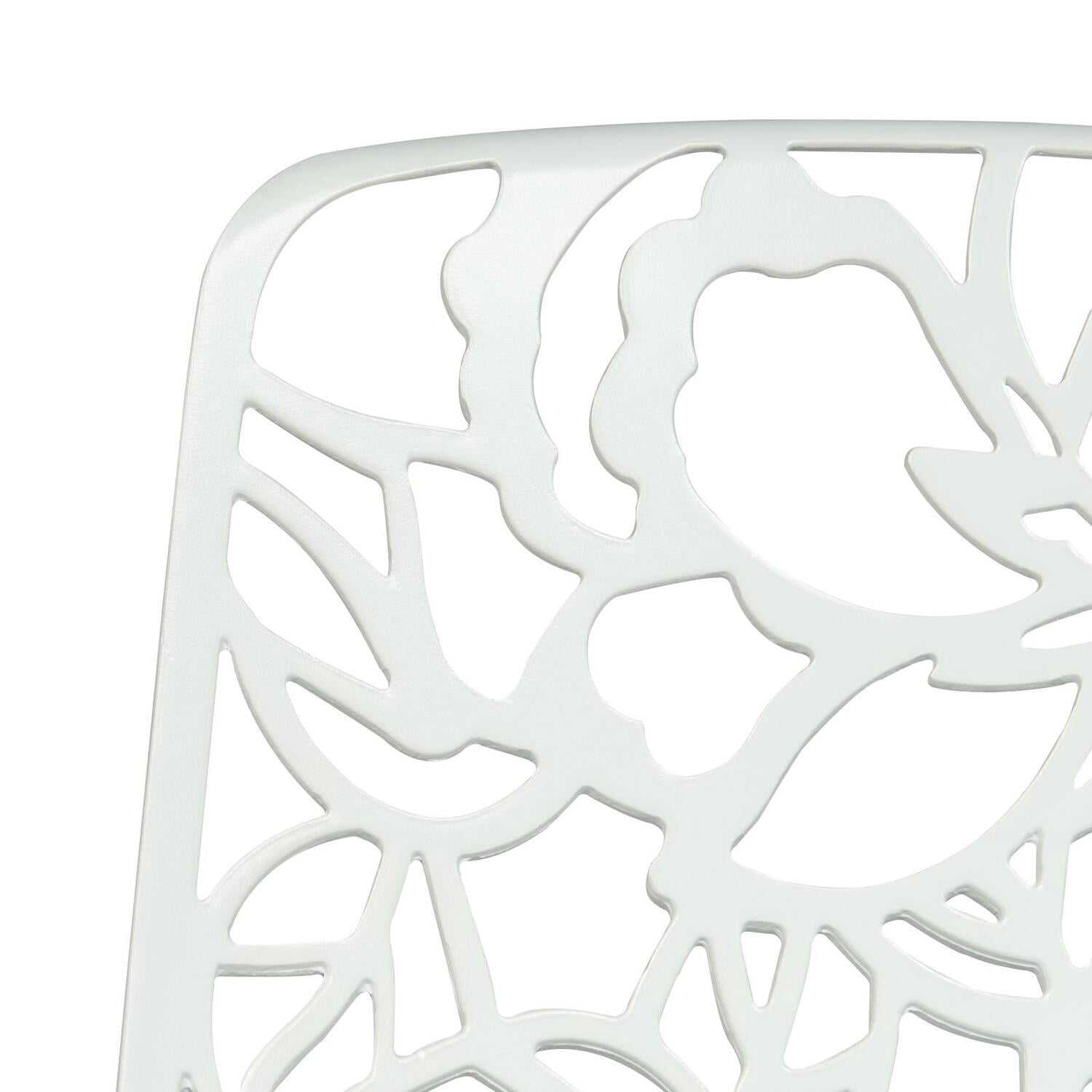 Stackable Dining Chairs - Aluminum Patio Side Chairs - Indoor Outdoor Kitchen Chairs - Set of 4 - White