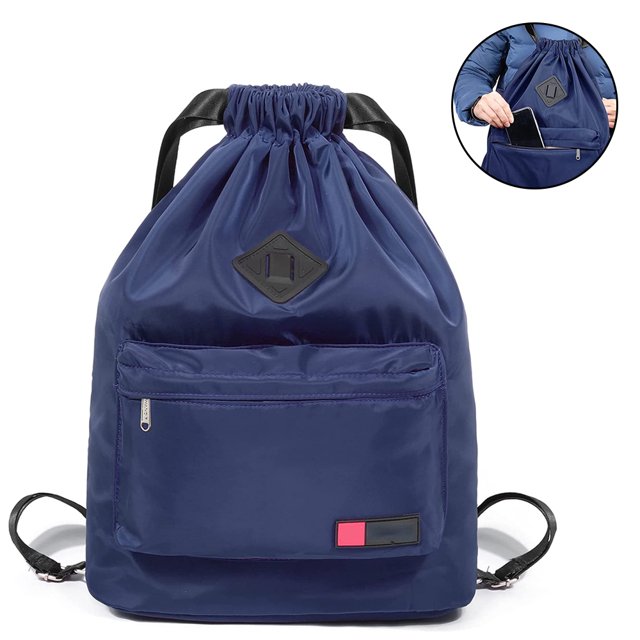 Bolsa de gimnasio bolsa de gimnasio con bolsillo exterior mochila de saco de gimnasio con cordón ajustable para mujeres y hombres Xemadio 221369-1