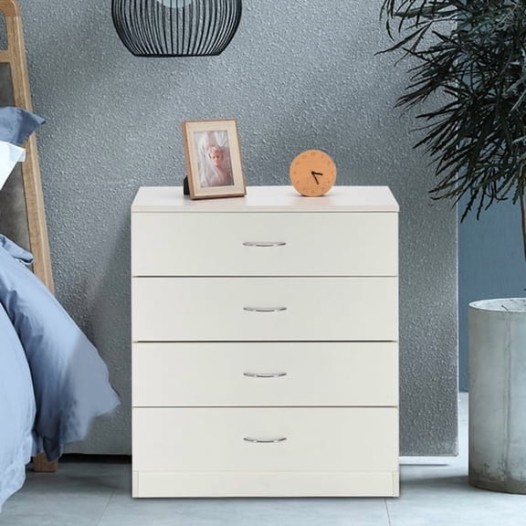 Alvantor White Modern 4-Drawer Dresser for Adult Bedroom and Home Office