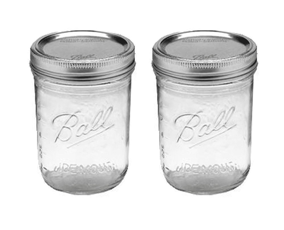 Ball, Glass Mason Jars with Lids & Bands, Wide Mouth, Clear, 16 oz, Pint, 2-Pack (2 Single Jar)