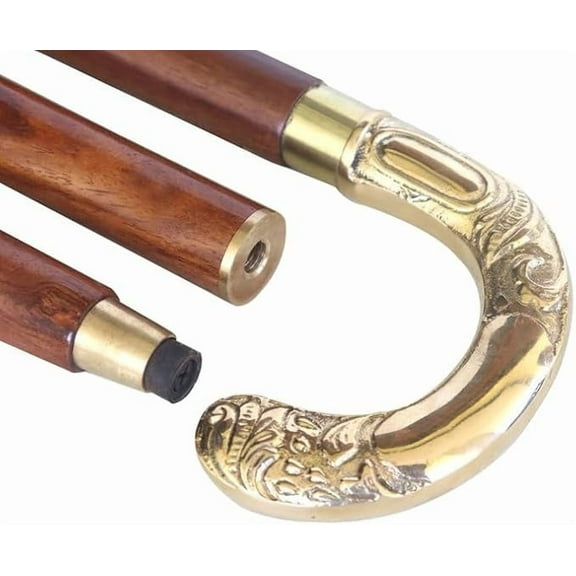 Wooden Walking Stick Handmade Walking Stick Wood Walking Canes Brass Handle Antique Walking Sticks Decorative Canes for Men and Women