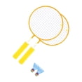 thumbnail image 2 of KAKOWELY badminton racket 1 Set Colored Badminton Racket Beginner Training Outdoor Sports Leisure Toys Badminton Set for Kids Children Playing (2 Pcs Yellow Racket, Random Color Badminton), 2 of 4