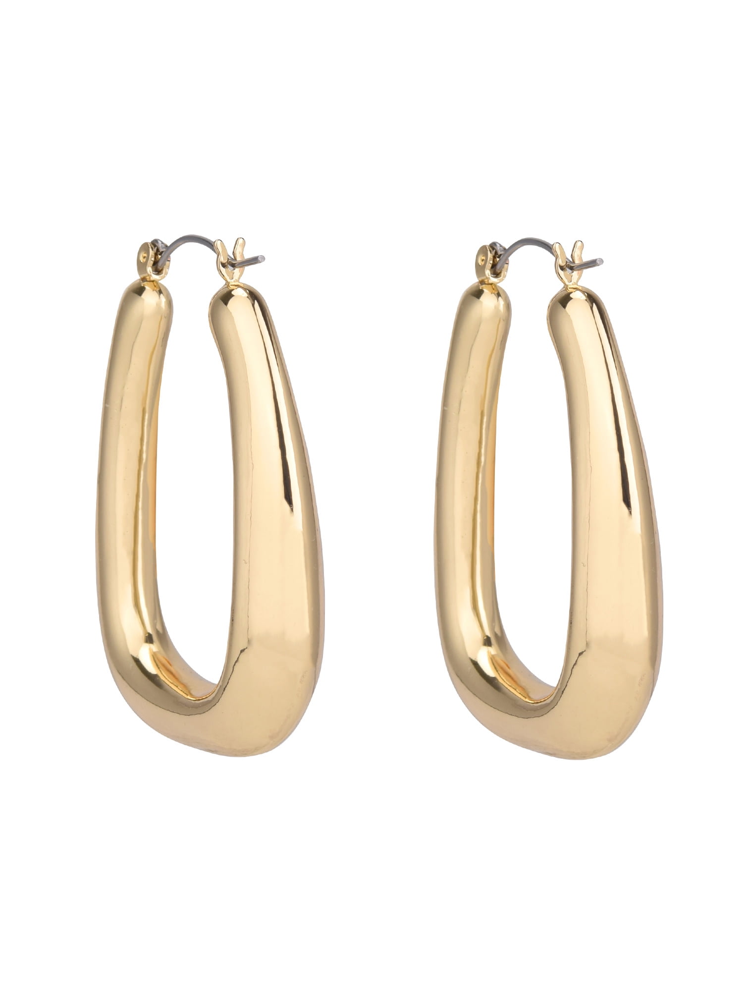 Time and Tru Adult Women's Gold Tone Wide Click Top Metal Hoop Earring