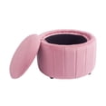thumbnail image 7 of UIXE 30" Round Storage Ottoman with Flip Top Tray Upholstered Ottoman Coffee Table Modern Velvet Circle Footstool for Bedroom Entryway, Pink, 7 of 7
