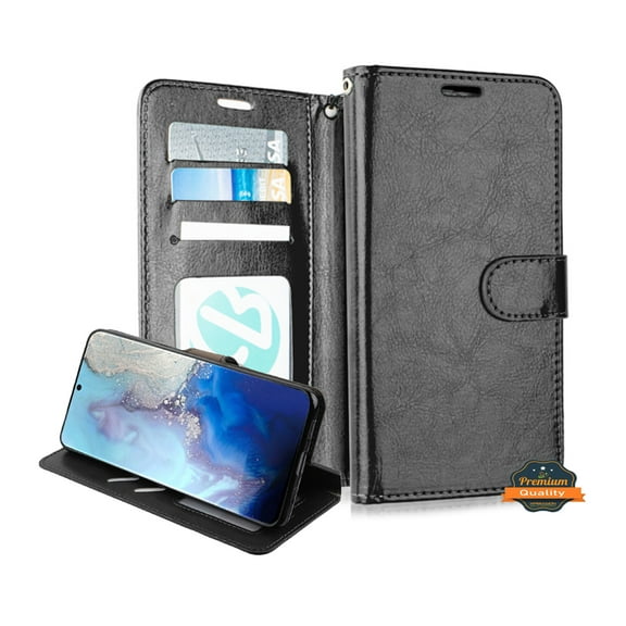 Xpression Case for Apple iPhone 12 Pro Max (6.7") Wallet PU Leather Pouch with Card Slots ID Money Pocket Stand & Strap Flip Dual Layers Phone Cover [Black]