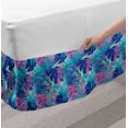 thumbnail image 2 of Leaf Bed Skirt, Digital Neon Vivid Colored Island Oceanic Flowers and Leaves, Elastic Bedskirt Dust Ruffle Wrap Around for Bedding Decor, 4 Sizes, Turquoise Dark Blue, by Ambesonne, 2 of 2