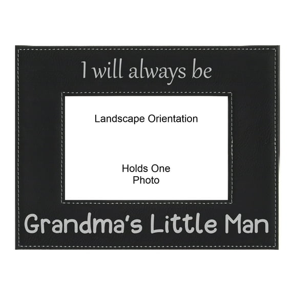 PrecisionNC Grandma Gifts I Will Always be Grandma's Little Man Mothers Day Engraved Leatherette Black Picture Frame 4x6 Landscape